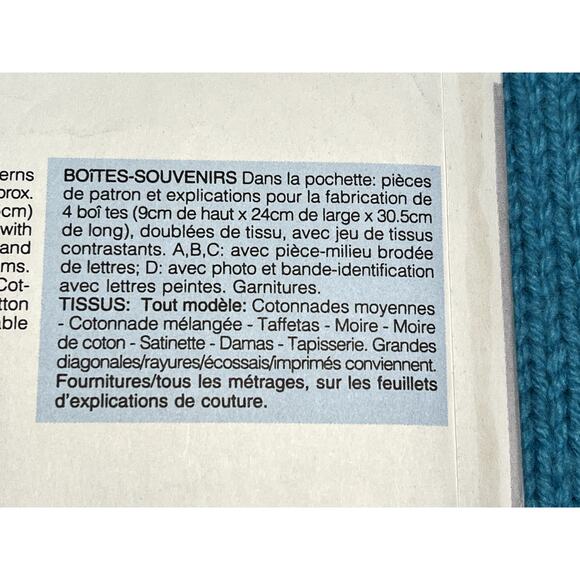 Butterick Sewing pattern 3400 decorative memory box 1980s - Picture 5 of 5